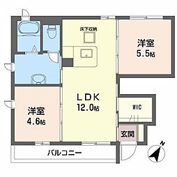 メゾンスカイヒルズF 2LDKの間取図画像