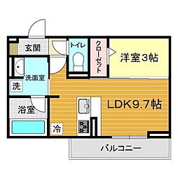 (仮称)ディアライズ旭通り B棟 1LDKの間取図画像