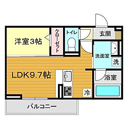 (仮称)ディアライズ旭通り B棟 1LDKの間取図画像