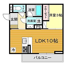 (仮称)ディアライズ旭通り B棟 1LDKの間取図画像