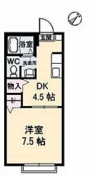アンジュウデヤA 1DKの間取図画像