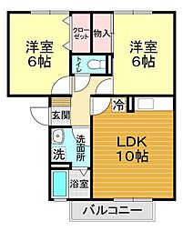 ペアシティゆう1 2LDKの間取図画像