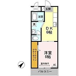 クレール静 1DKの間取図画像
