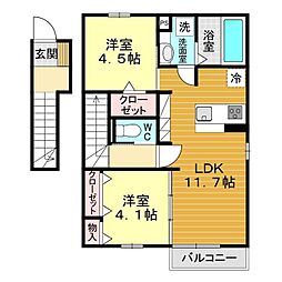 プレシア吉敷 2LDKの間取図画像