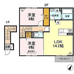 ブルーム矢原2 2LDKの間取図画像