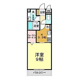 シャインシード湯田 1Kの間取図画像