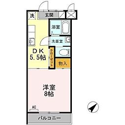 クレール静 1DKの間取図画像