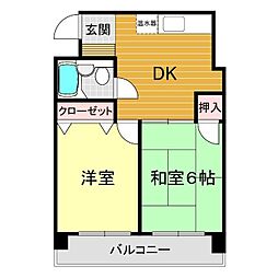 リーベンアルデバラン日企ビルヂィング 2DKの間取図画像