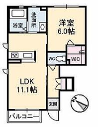 シャーメゾンフェリース 1LDKの間取図画像
