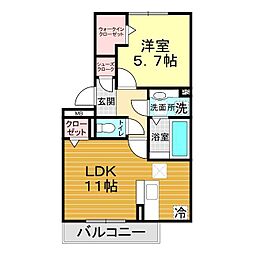 ミッドレジデンスA 1LDKの間取図画像