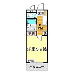 ヴィラ・ルミエールNo.1 1Kの間取図画像