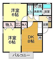 エトワールA 2DKの間取図画像