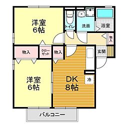 エトワールB 2DKの間取図画像