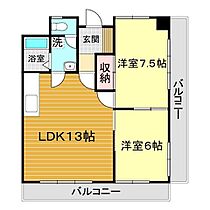 山口第一ハイツ 703 ｜ 山口県山口市中市町7-9（賃貸マンション2LDK・7階・75.36㎡） その2