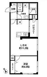 調布南コーポラス 1LDKの間取図画像