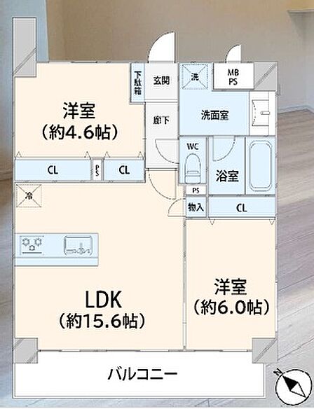2LDK 間取り