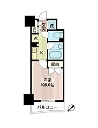 モアクレスト築地 2階1Kの間取り