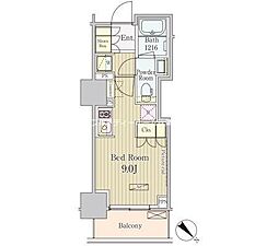 パークアクシス御茶ノ水 6階ワンルームの間取り