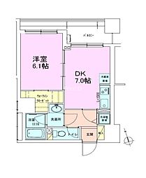 銀座レジデンス参番館 6階1DKの間取り