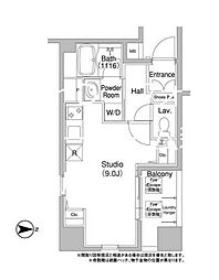 コンフォリア銀座EAST ワンルームの間取図画像