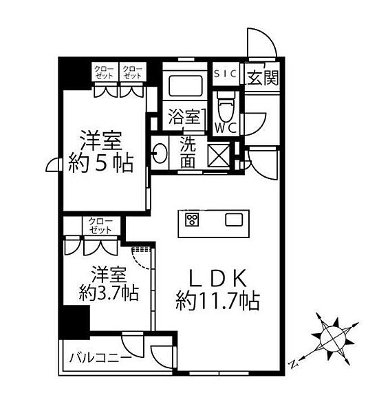 クリオラベルヴィ新富町 ｜東京都中央区新富２丁目(賃貸マンション2LDK・2階・45.91㎡)の写真 その2