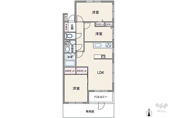 間取りは専有面...