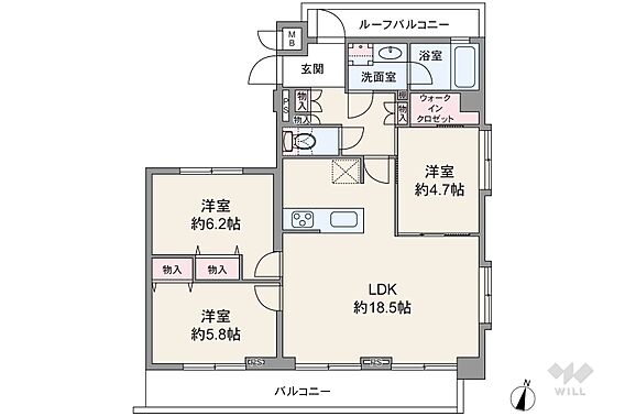 間取りは専有面...