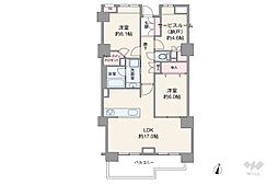 コスモシティ北千住 2SLDKの間取図画像