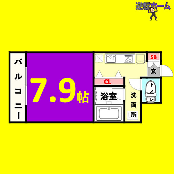 フロンティアU ｜愛知県名古屋市中川区南脇町2丁目(賃貸マンション1K・2階・25.19㎡)の写真 その2