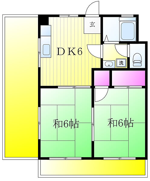 コーポ湯浅 ｜千葉県松戸市上本郷(賃貸マンション2DK・5階・40.00㎡)の写真 その2