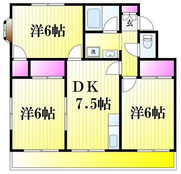 パークヒルズ ｜千葉県松戸市新作(賃貸アパート3DK・2階・56.00㎡)の写真 その2