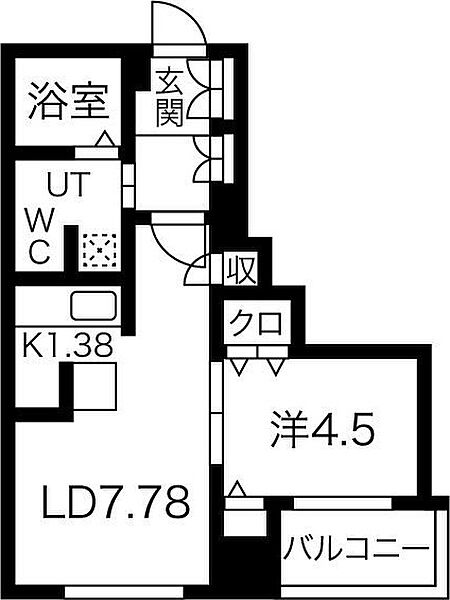 北海道札幌市白石区菊水二条1丁目(賃貸マンション1LDK・3階・35.04㎡)の写真 その2