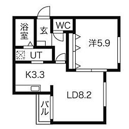 グランメゾン平岸 3階1LDKの間取り