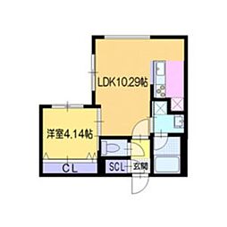 仮)ラ・シュエットダジュール 1LDKの間取図画像