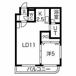 る・ぱれ平岸壱番館 1LDKの間取図画像