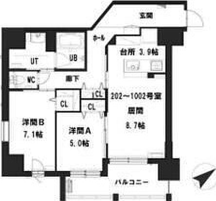 北海道札幌市白石区本郷通3丁目南(賃貸マンション2LDK・9階・66.00㎡)の写真 その2