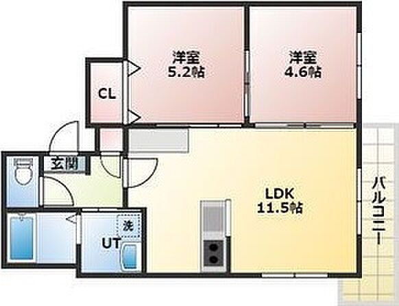 北海道札幌市豊平区平岸五条6丁目(賃貸マンション2LDK・1階・46.18㎡)の写真 その2