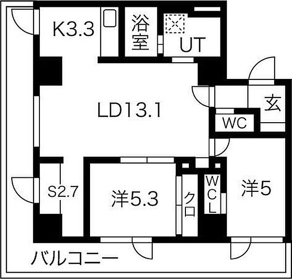 北海道札幌市豊平区平岸三条13丁目(賃貸マンション2LDK・8階・64.27㎡)の写真 その2