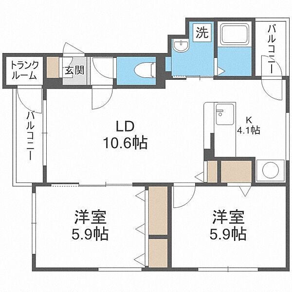 北海道札幌市中央区南八条西18丁目(賃貸マンション2LDK・1階・56.23㎡)の写真 その2