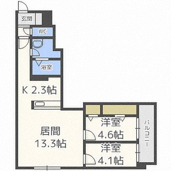 北海道札幌市豊平区月寒中央通6丁目(賃貸マンション2LDK・7階・51.37㎡)の写真 その2