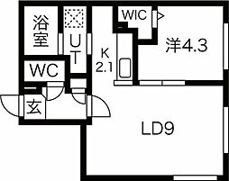 グランエリーナ南郷 5階1LDKの間取り