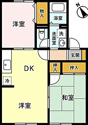 アムール米原B 2LDKの間取図画像