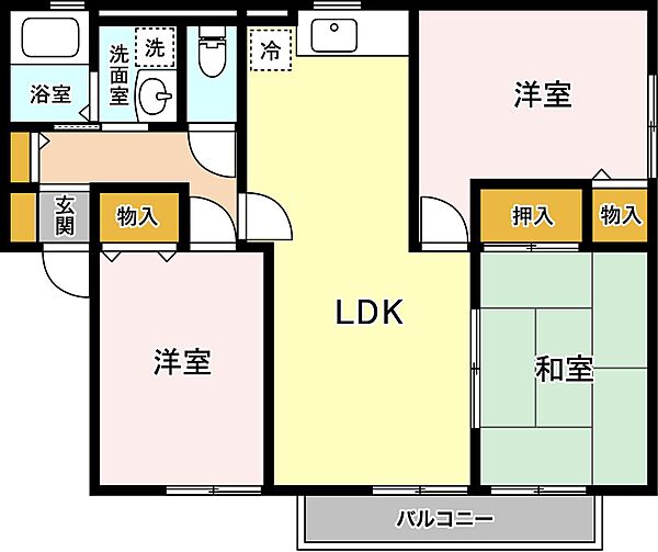 プランドール　Ｃ 202｜鳥取県米子市新開7丁目(賃貸アパート3LDK・2階・68.75㎡)の写真 その2