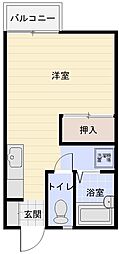 タウンハタガサキB ワンルームの間取図画像