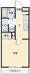 コンフレール旗ヶ崎 1Kの間取図画像