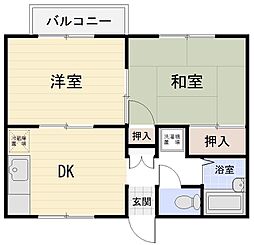 アーバン錦町 2DKの間取図画像