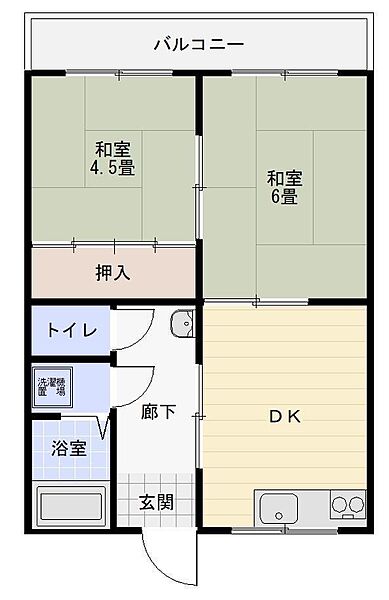 新開XVIII 205｜鳥取県米子市新開5丁目(賃貸アパート2DK・2階・40.00㎡)の写真 その2