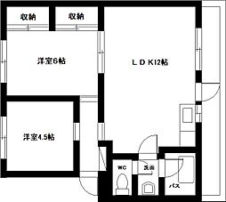 山春ビル霧島 2LDKの間取図画像