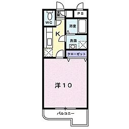 ラフィ−ナサイト2 1階1Kの間取り