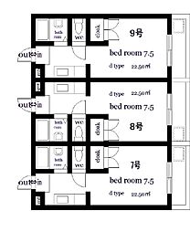 オクトワール宮崎西1番館 ワンルームの間取図画像